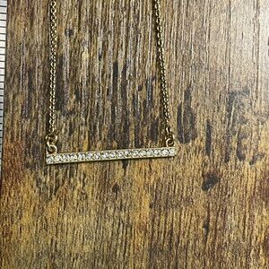Touchstone Crystal Gold Bar Necklace with Clear Accents